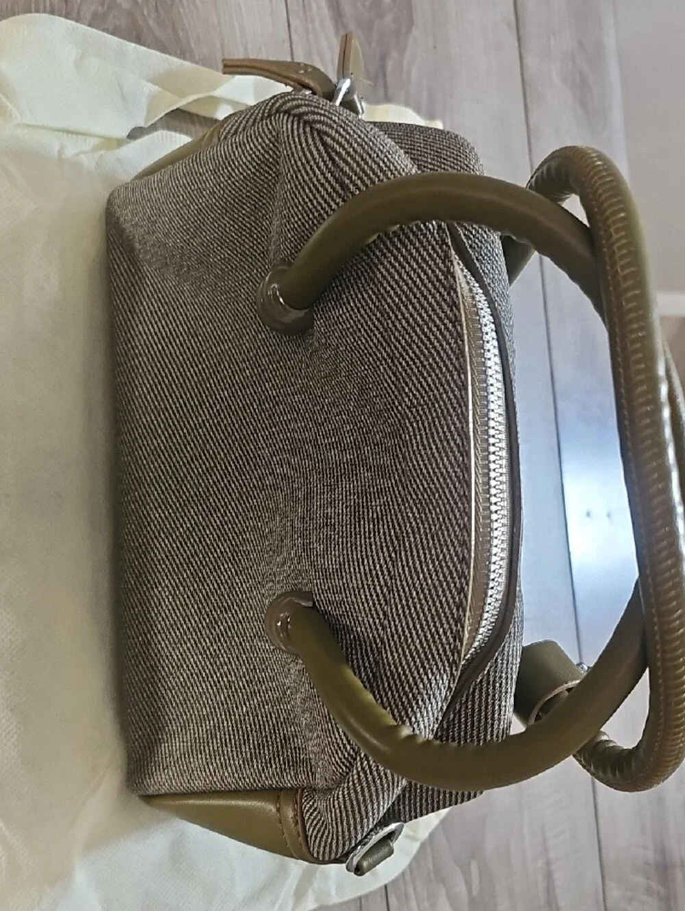 Olive Green Top-Handle Canvas Mini Bag